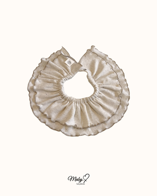 Double Frill Collar Bib ivory